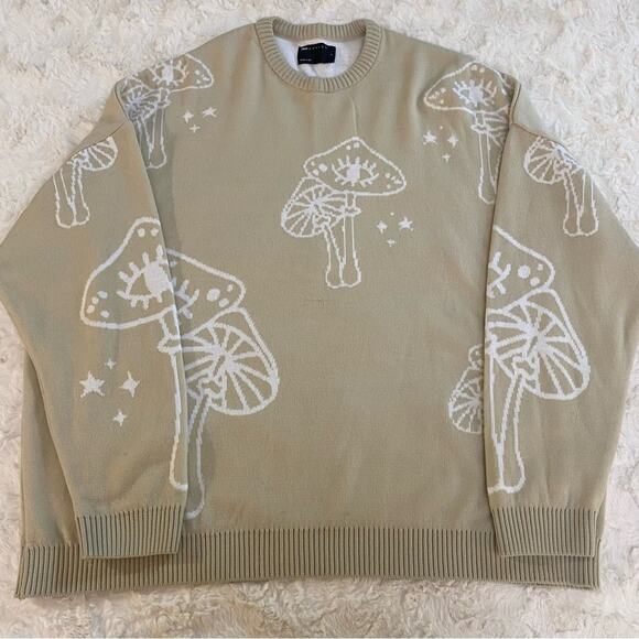 ASOS Design Women's Oversized Mushroom Sweater Size Large Tan Hippie Boho - Picture 1 of 8